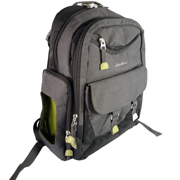 Eddie Bauer First Adventure Baby Diaper Bag Backpack Grey/Green w/changing mat - Picture 2 of 15